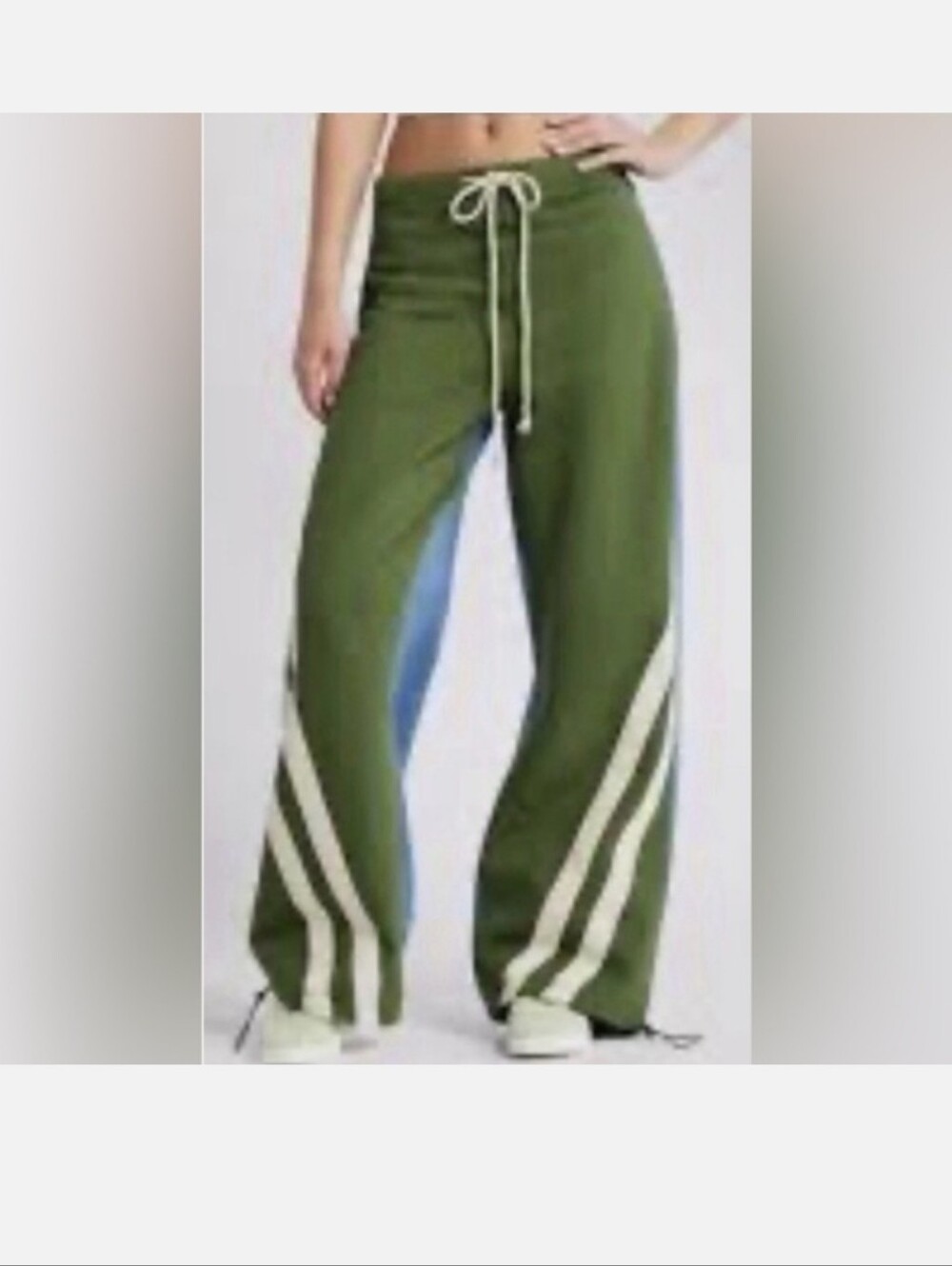 Austin Landing Jeans/Green Sweatpant Jogger Pants with Cream Stripes